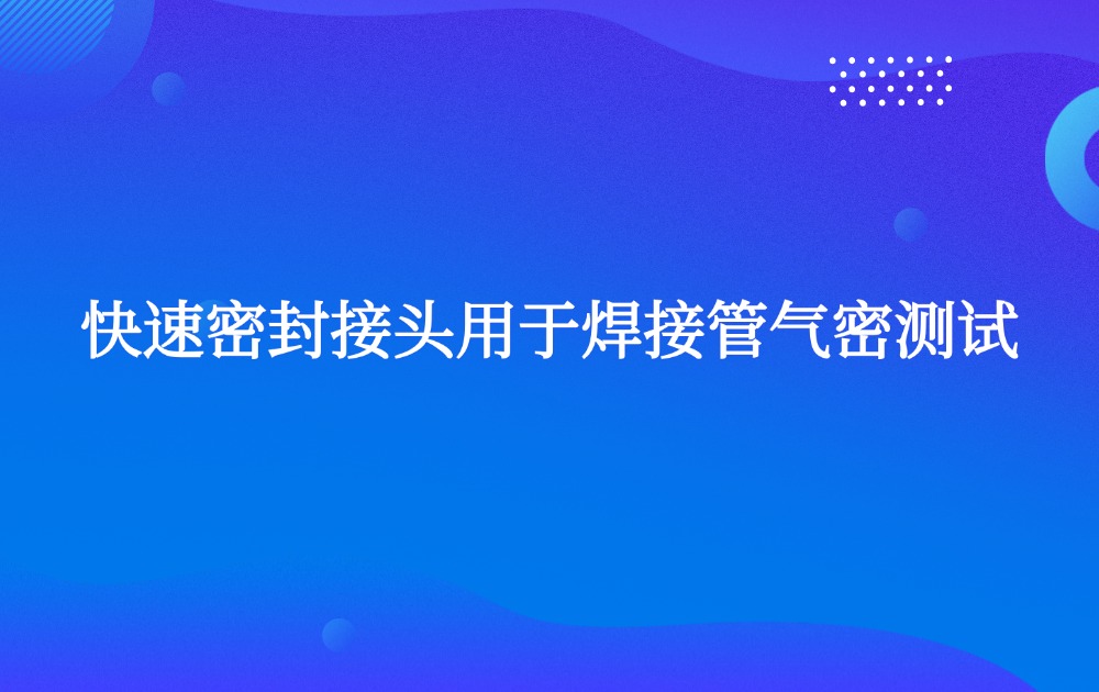 快速密封接头用于焊接管气密测试 快速密封接头用于焊接管气密测试